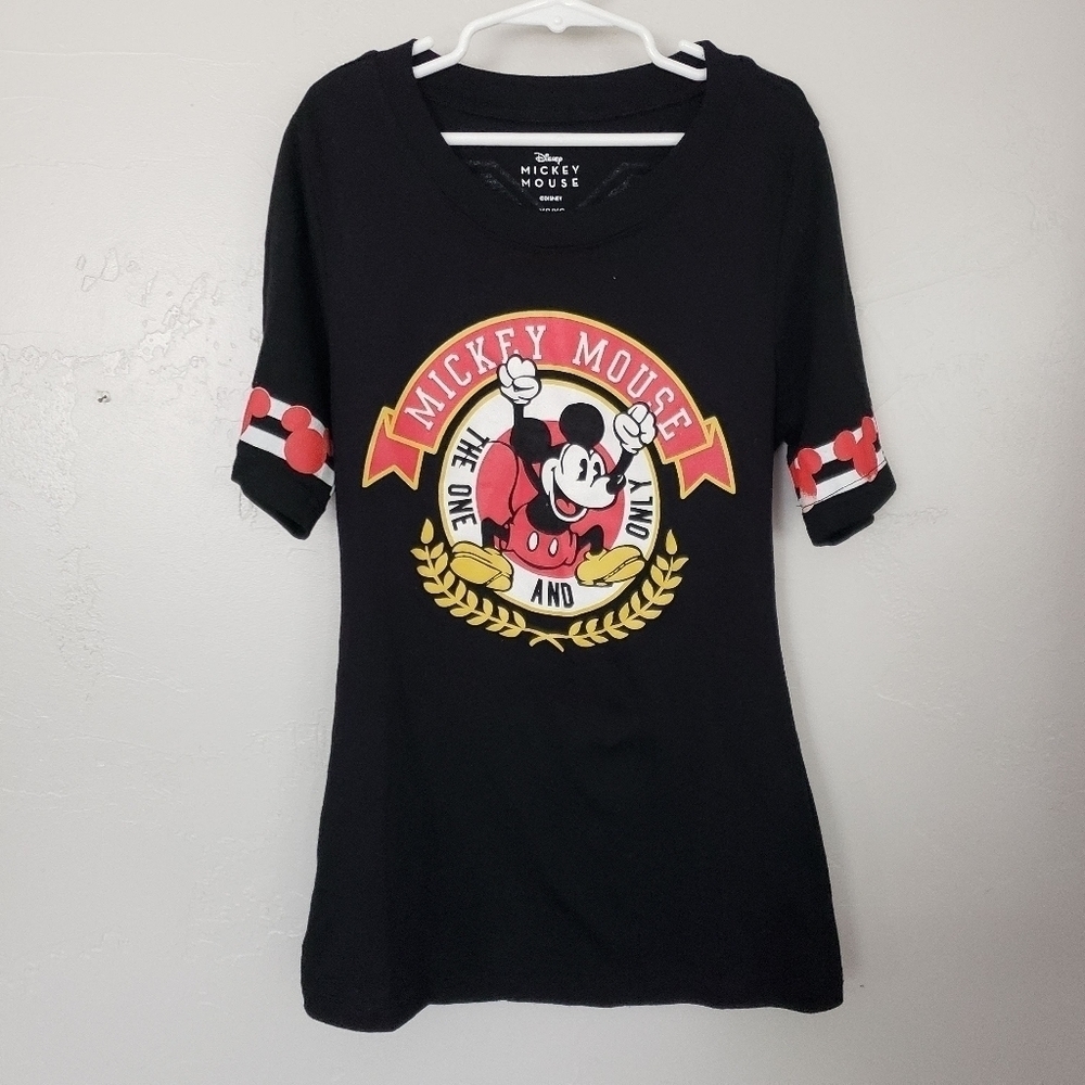 Disney Mickey Mouse Women's XS Black Quarter Sleeve Top Jersey 28 Graphic Tee